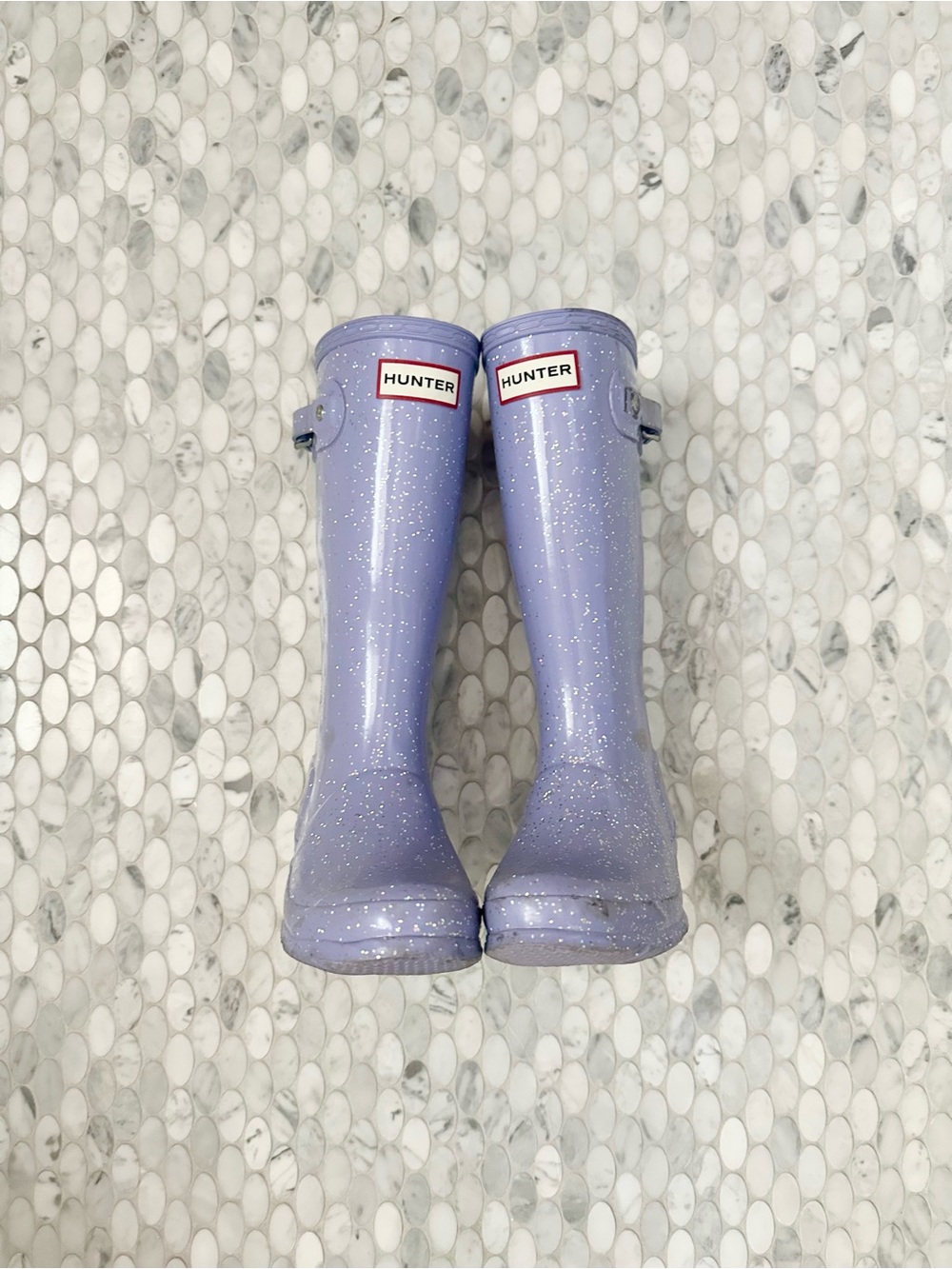 Hunter Glitter Tall Rain Boots in Lavender